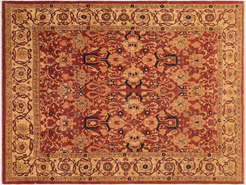 handmade Transitional Antique Rust Gold Hand Knotted RECTANGLE 100% WOOL area rug 8x10